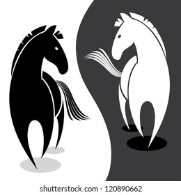 Black and white horse - vector illustration