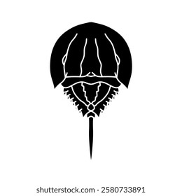 black and white horseshoe crab vector illustration. Antique animal illustration