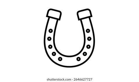 Black And White Horseshoe Vector Illustration Isolated On White Background For Lucky Design