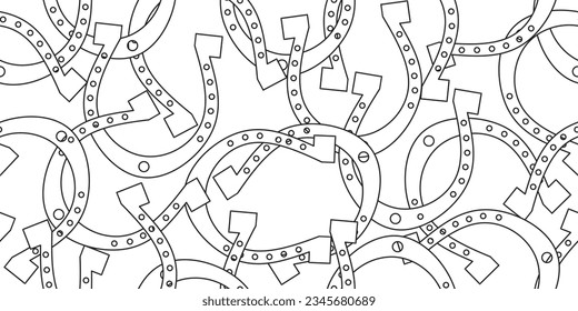 black white horseshoes seamless pattern