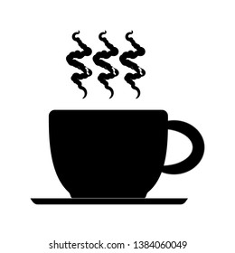 black and white hot coffee cup vector