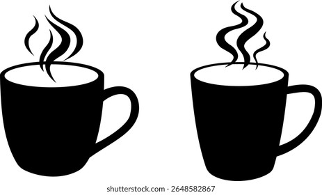 Black and White Hot Coffee Cup Vector Collection