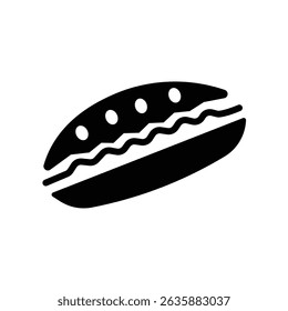 Black and White Hot Dog Icon