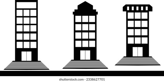 black and white hotel building vector bundle