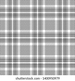 Black white hounds tooth check plaid pattern seamless vector. Glen tartan plaid for textile design.