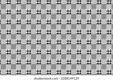 Black and White Houndstooth Seamless Vector Pattern.
Fashion Textile Print. Dog tooth Check Fabric Texture. Pattern Tile Swatch Included.