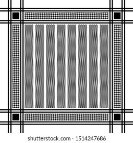 Black and white houndstooth and zigzag headscarf pattern