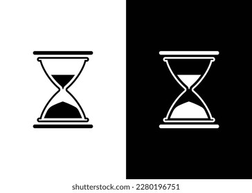 Black and white hour glass vector.