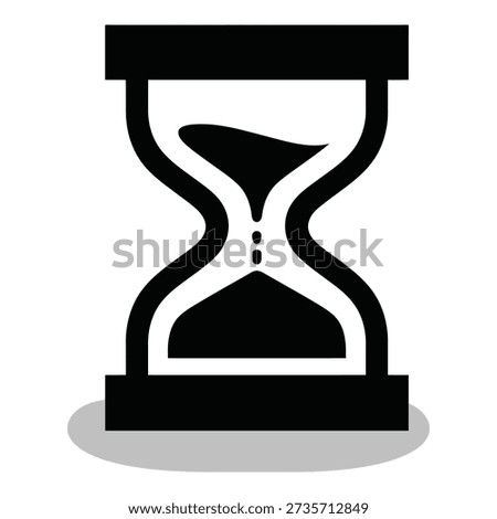 Black and white hourglass with sand timer symbol isolated on white background icon