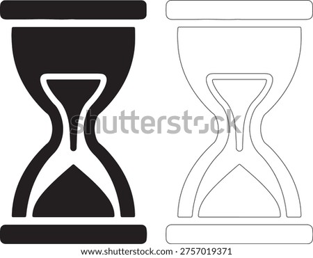 Black and white hourglass side by side sand timer measurement