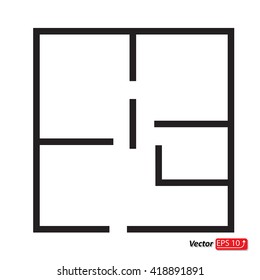 Black and white House, apartment plan  House Home Building Architecture Blueprint  icon EPS10 vector illustration