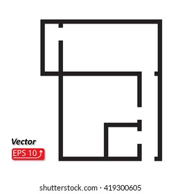 Black and white House, apartment plan  House Home Building Architecture Blueprint  icon EPS10 vector illustration