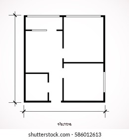 Black and white House, apartment plan House Home Building Architecture Blueprint icon  vector illustration