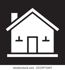 Black and white house icon vector featuring windows. Simple and clean home illustration, perfect for real estate, architecture, and construction designs. High-resolution graphic for web, print, and di