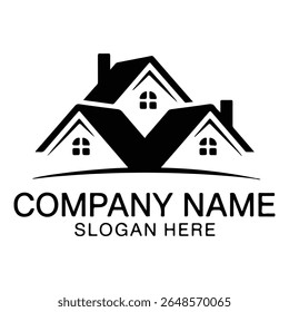Black and white house logo with company name and slogan