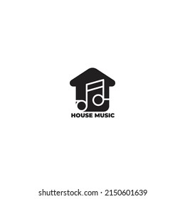 black and white house and musical notes simple vector suitable for logos, business brands
