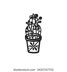 BLACK AND WHITE HOUSE PLANTS VECTOR DESIGN
