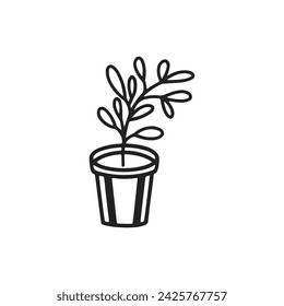 BLACK AND WHITE HOUSE PLANTS VECTOR DESIGN