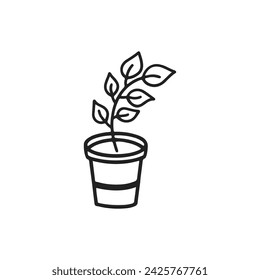 BLACK AND WHITE HOUSE PLANTS VECTOR DESIGN