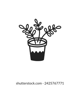 BLACK AND WHITE HOUSE PLANTS VECTOR DESIGN