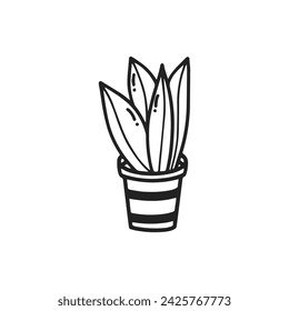 BLACK AND WHITE HOUSE PLANTS VECTOR DESIGN