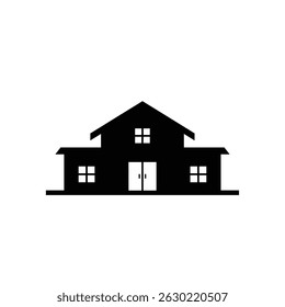 Black and white house silhouette depicting a minimalist architecture design element