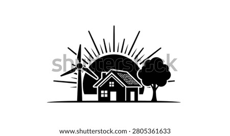 Black and white house with solar