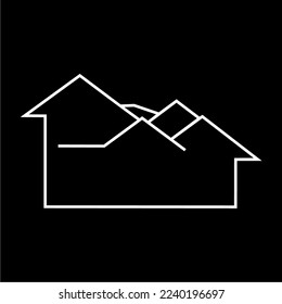 black and white house, suitable for use in all fields related to property
