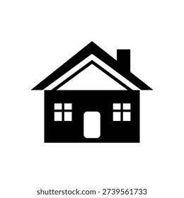 Black and white house with two windows and a door