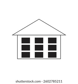A black and white house vector isolated on white