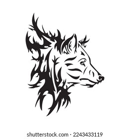 Wolfimage de Howling en blanco y negro en el sitio de nuestro patrocinador y uso para tshart, aplicación, sitio web, marca, etc.
