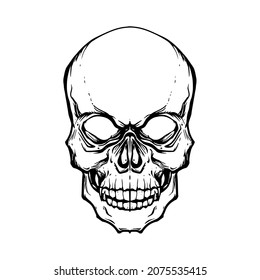 Black and white human or Devil skull to be frightening