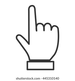 black and white human hand with one finger pointing up over isolated background, vector illustration 
