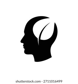 Icono de concepto de idea de perfil de cabeza humana en blanco y negro
