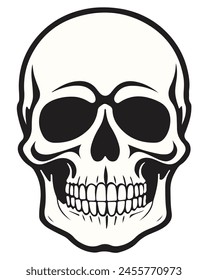 Black and white Human Skull art, icon, logo vector template