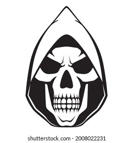 Black and white human skull icon. Symbol or emblem for logo or tattoo. vector illustration