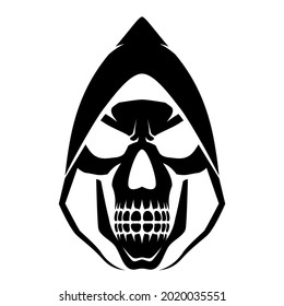 Black and white human skull icon. Symbol or emblem for logo or tattoo. vector illustration