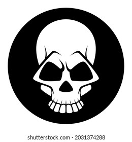 Black and white human skull icon. Symbol or emblem for logo or tattoo. vector illustration