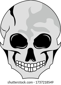 Black and white human skull with a lower jaw. Vector illustration design,