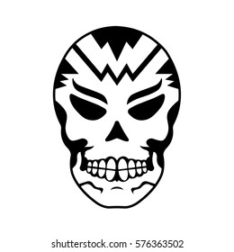 Black and white human skull with ornaments