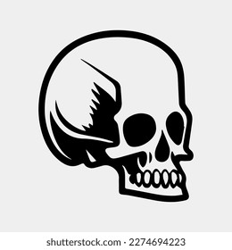 Black and white human skull tattoo design