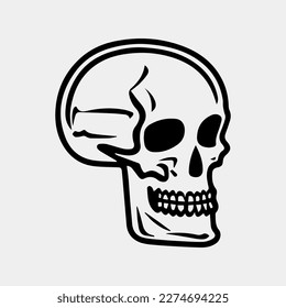 Black and white human skull tattoo design