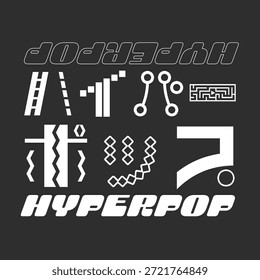 Tipografía Y2K 'hiperpop' en blanco y negro con japonés Abstractas