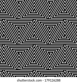 Black and White Hypnotic Background Seamless Pattern.