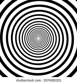 Black and white hypnotic optical Illusion spiral background.
