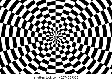 Black and white hypnotic optical illusion background. vector illustration