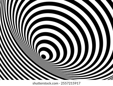 Black and white hypnotic optical Illusion background.