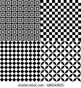 Black and White Hypnotic Psychedelic Background Collection Set Pattern. Vector Illustration EPS10
