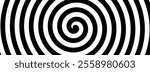 Black and white hypnotic spiral background. Radial optical illusion art. Swirl tunnel wallpaper. Spinning concentric circles. Vortex or whirlpool design for poster, banner, flyer, booklet. Vector