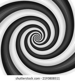 Black and White Hypnotic Spiral Background. Vector